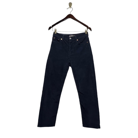 LEVI’S Wedgie Straight Fit Corduroy Pants Navy Blue 26 - Picture 6 of 14